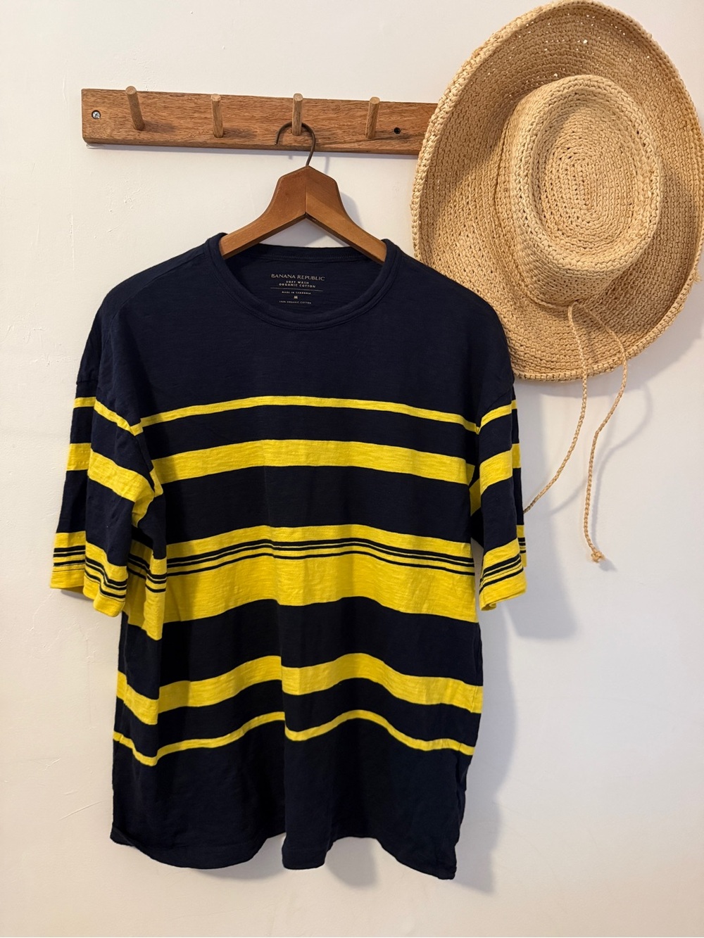 Banana Republic Women’s Blue & Yellow Striped Crew Tee